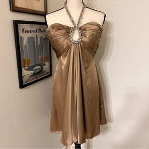 Marc Bouwer Glamit Y2K Strapless Bronze Dress Mini Dress SZ 6